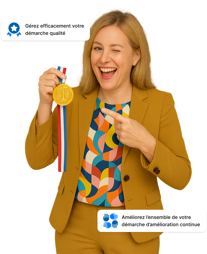 Femme avec médaille