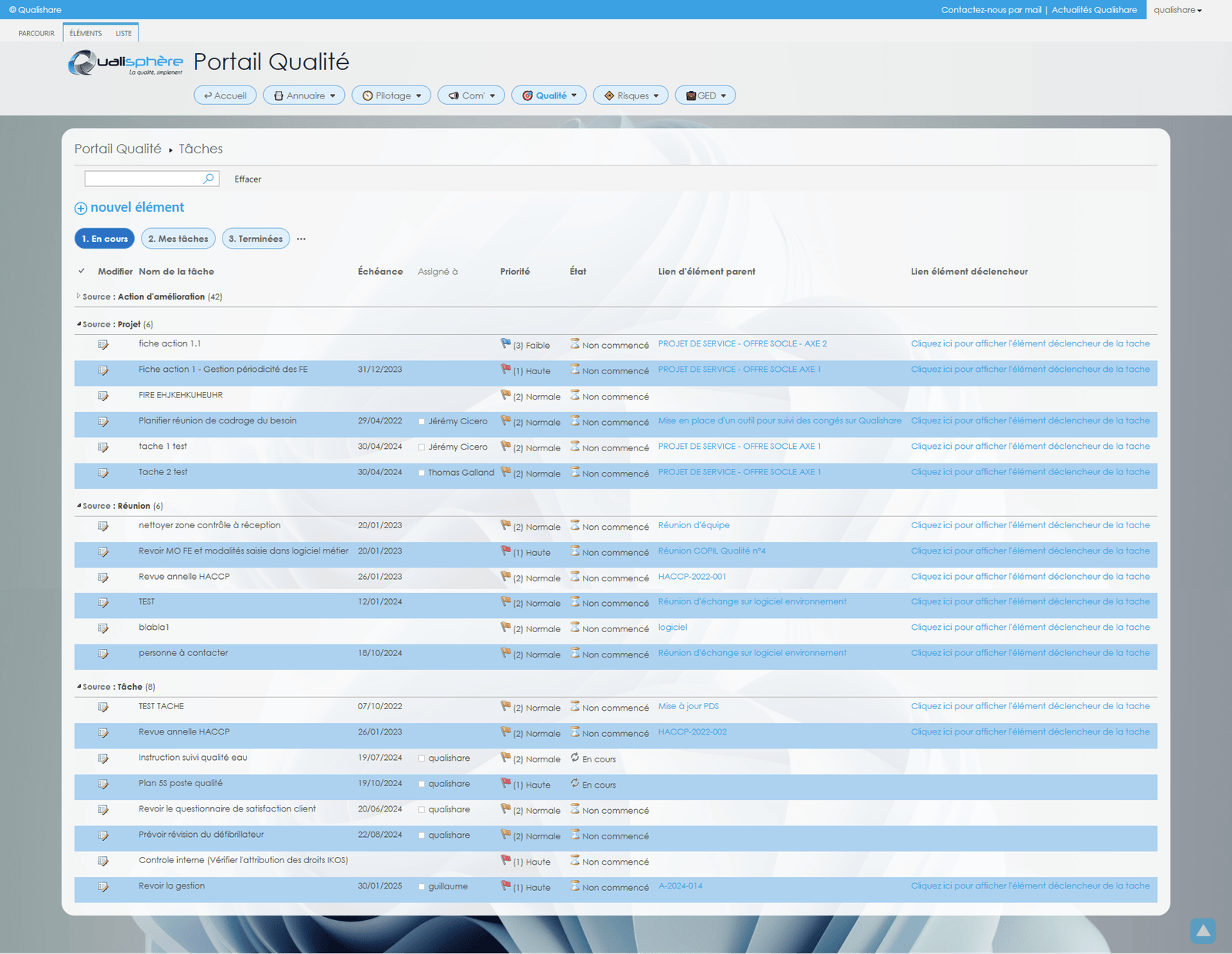 screenshot logiciel qualité